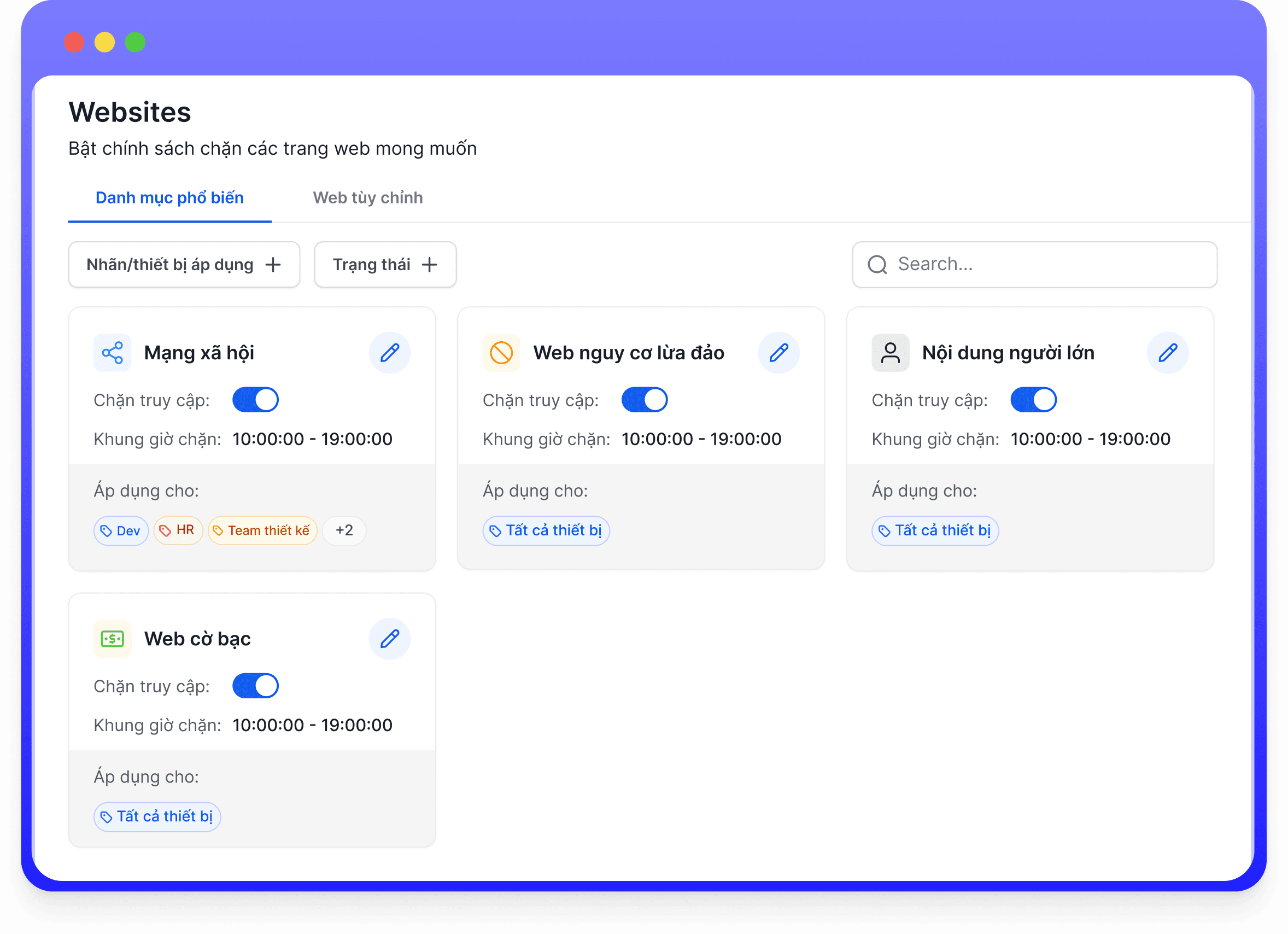 Kiểm soát truy cập ứng dụng, website
