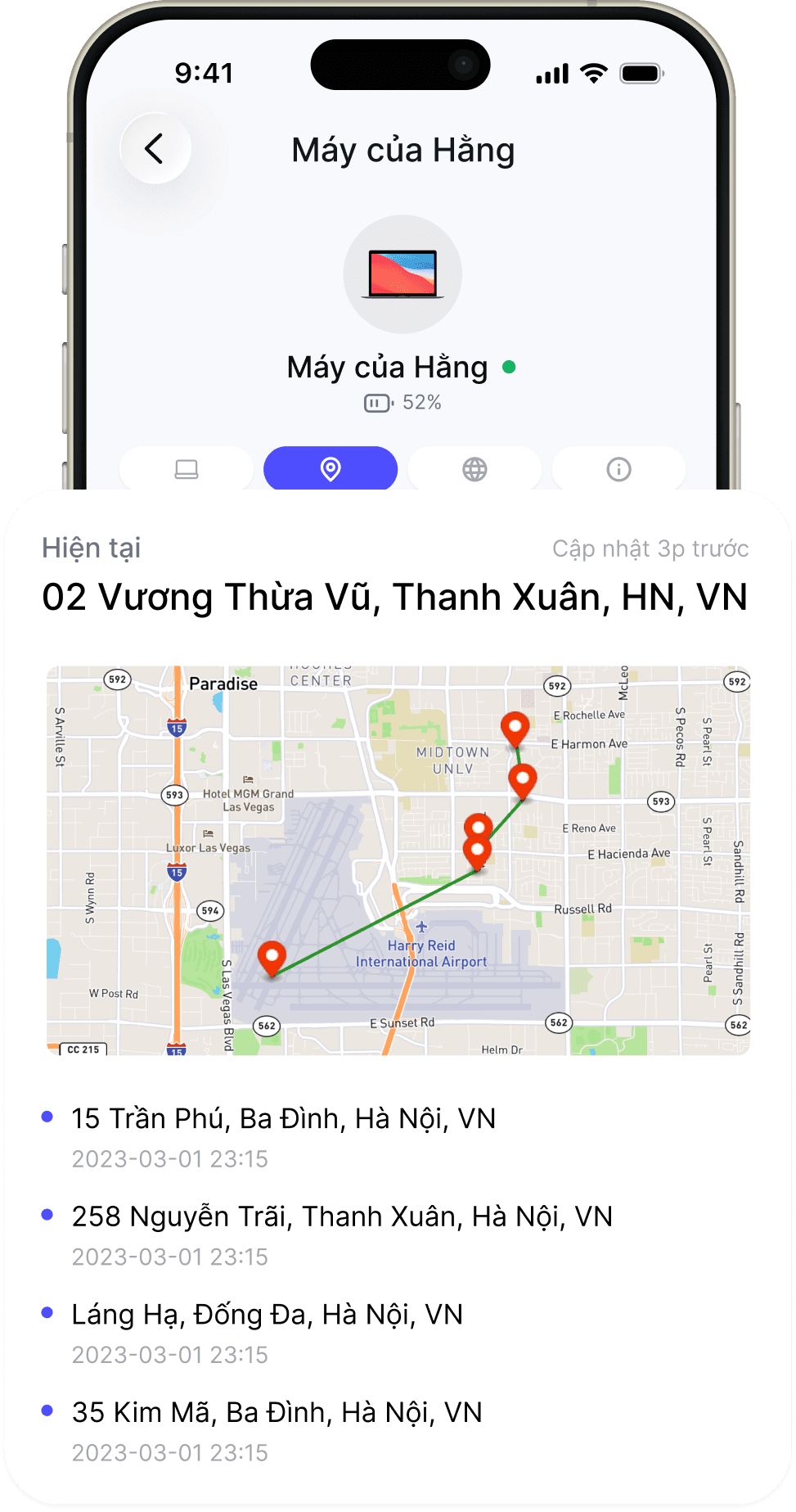 Cập nhật về vị trí của con trẻ