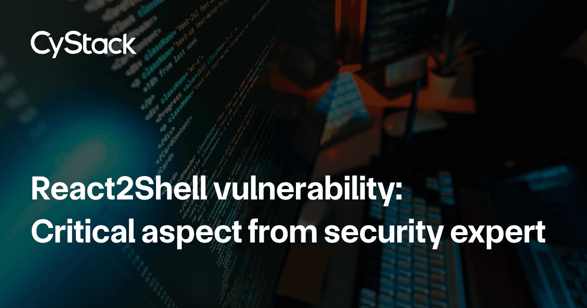 React2Shell vulnerability with a person running lines of code
