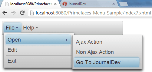 khám phá PrimeFaces Menu