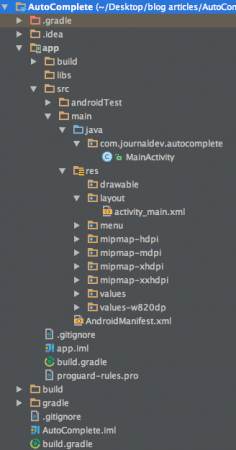AutoCompleteTextView trong Android