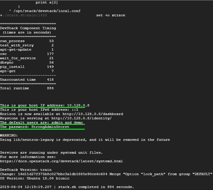 devstack installed