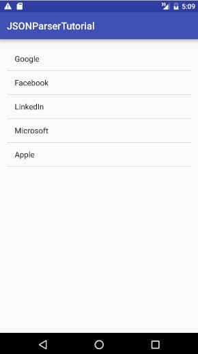 android json parsing output