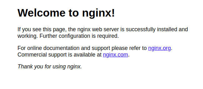 Trang chào mừng của nginx