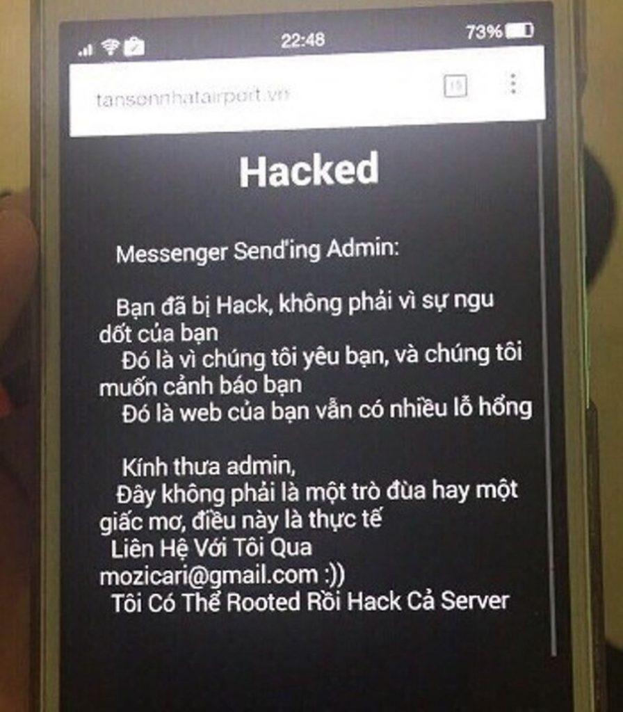 Website cảng hàng không Tân Sơn Nhất bị hack
