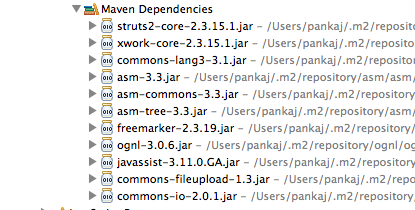 Struts2 maven dependencies