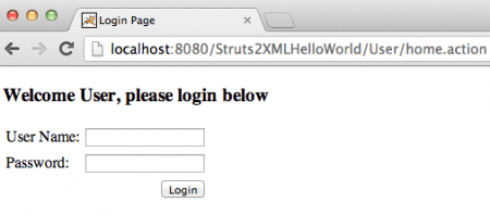 Struts Hello World XML login
