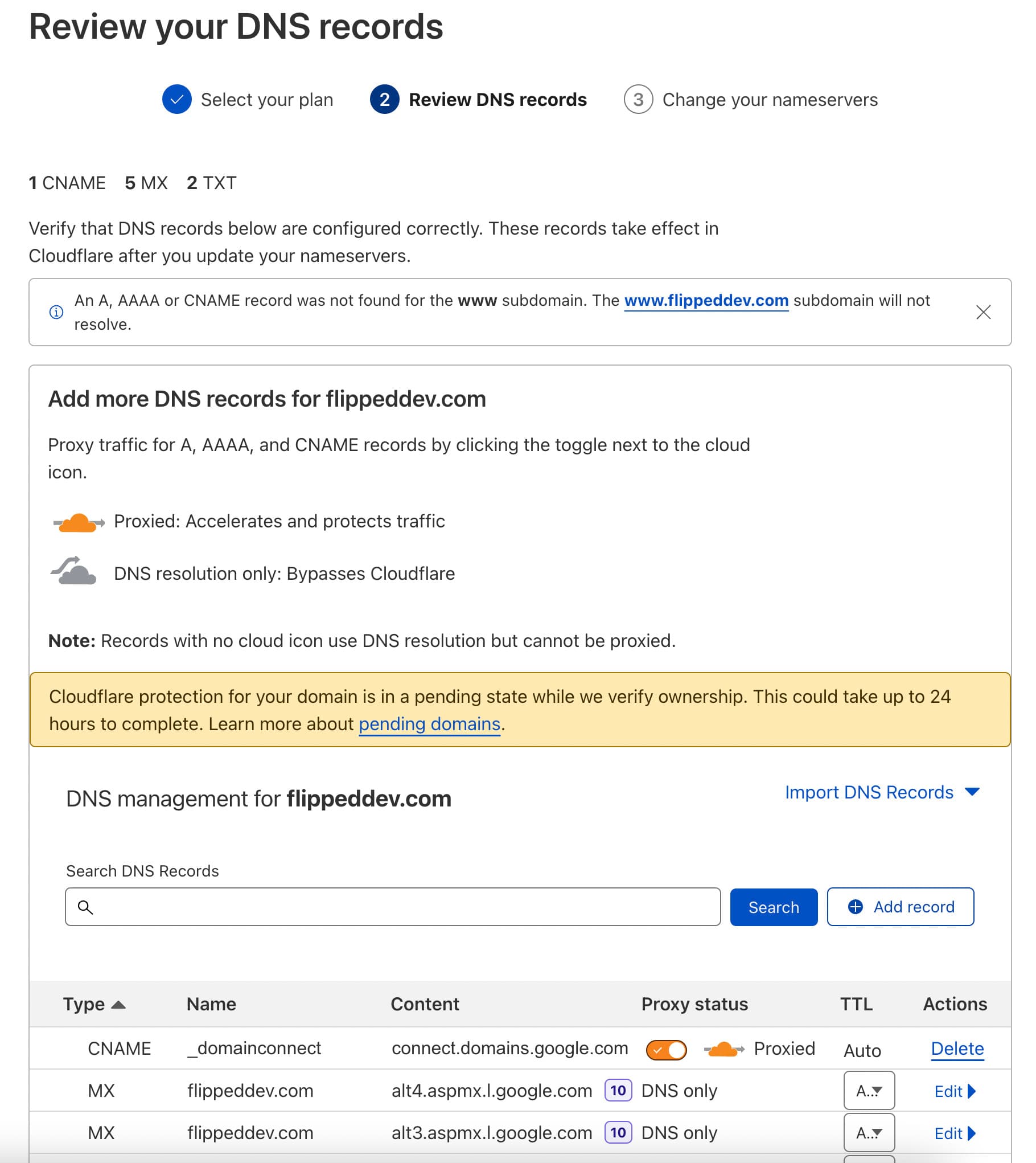 cloudflare-dns-results